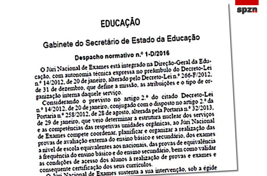 Despacho normativo n.º 1-D/2016 - Regulamento das Provas e dos Exames do Ensino Secundário