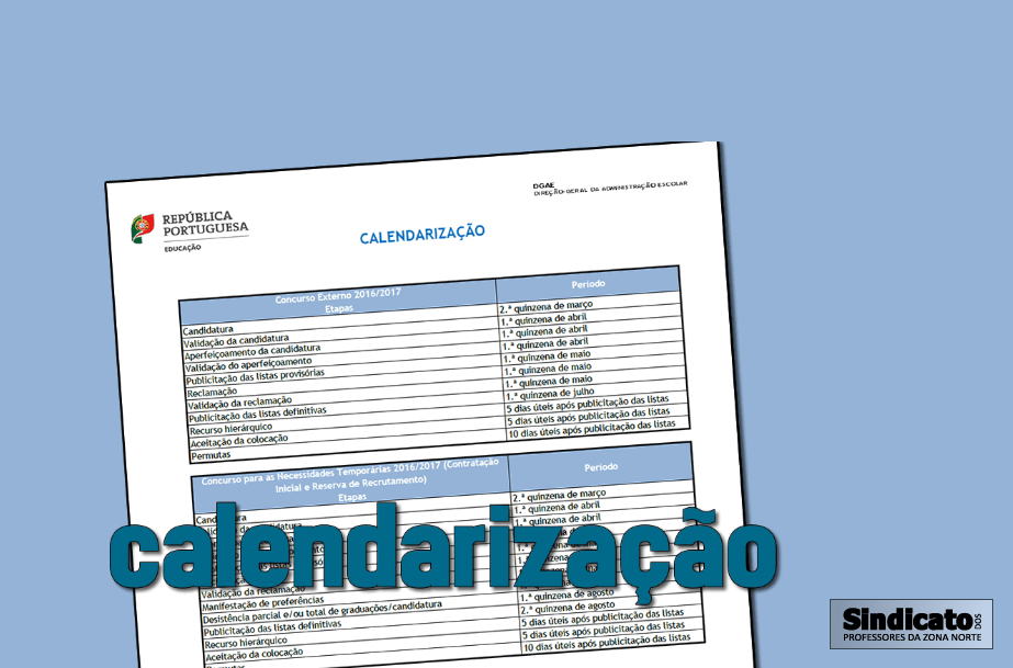 Calendarização dos concursos