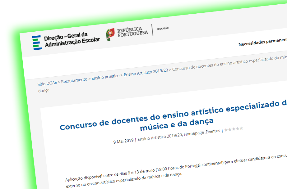 Concurso de docentes do ensino artístico especializado da música e da dança