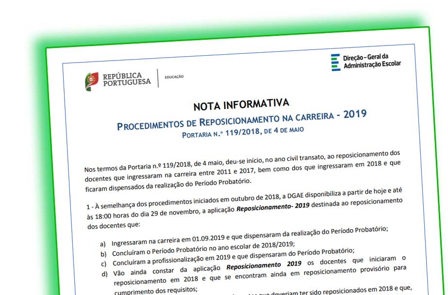 PROCEDIMENTOS DE REPOSICIONAMENTO NA CARREIRA - 2019