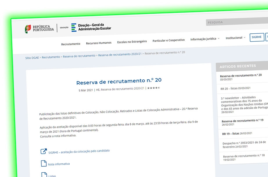 Reserva de recrutamento n.º 20