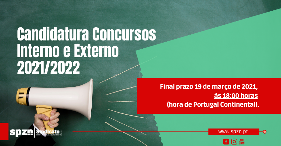 Atenção: Candidatura Concursos Interno e Externo 2021/2022