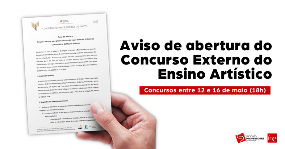 Concursos do Ensino Artístico - Aviso de abertura e Candidatura