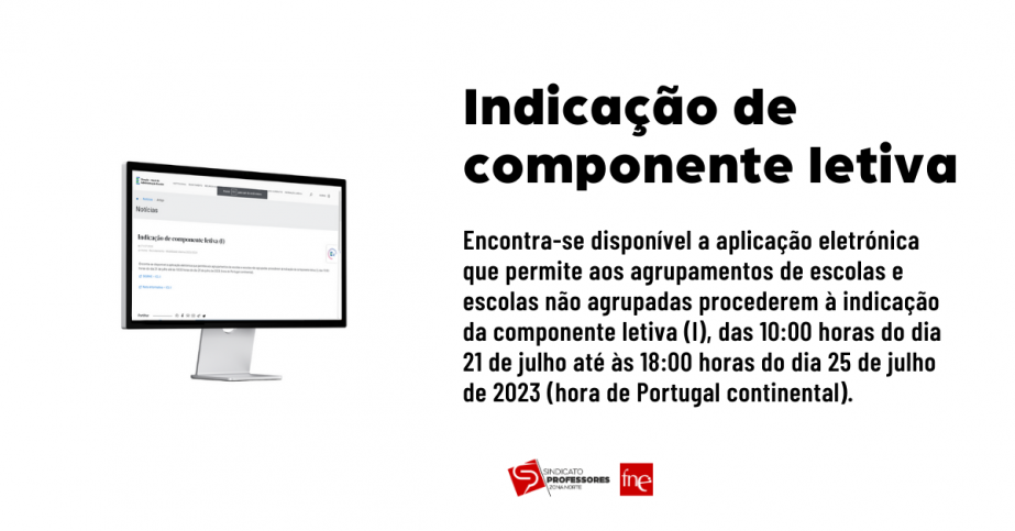 Indicação de componente letiva (I)