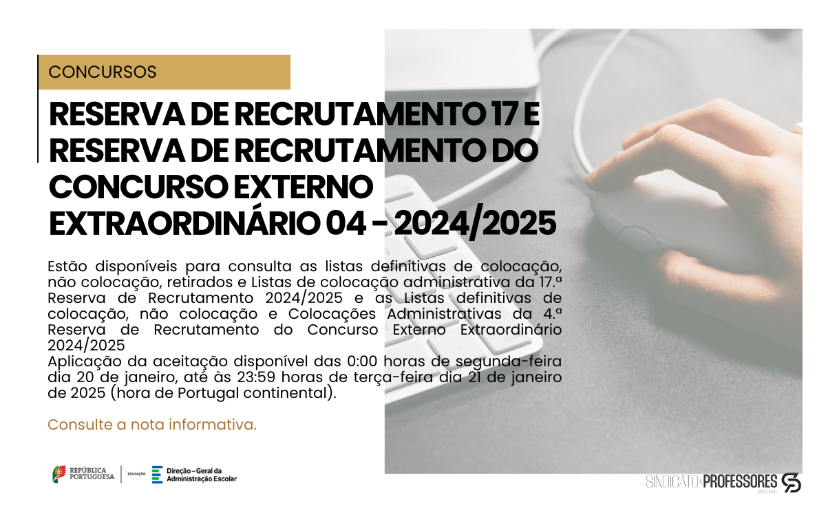 Reserva de Recrutamento 17 e RRCEE 04 - 2024/2025